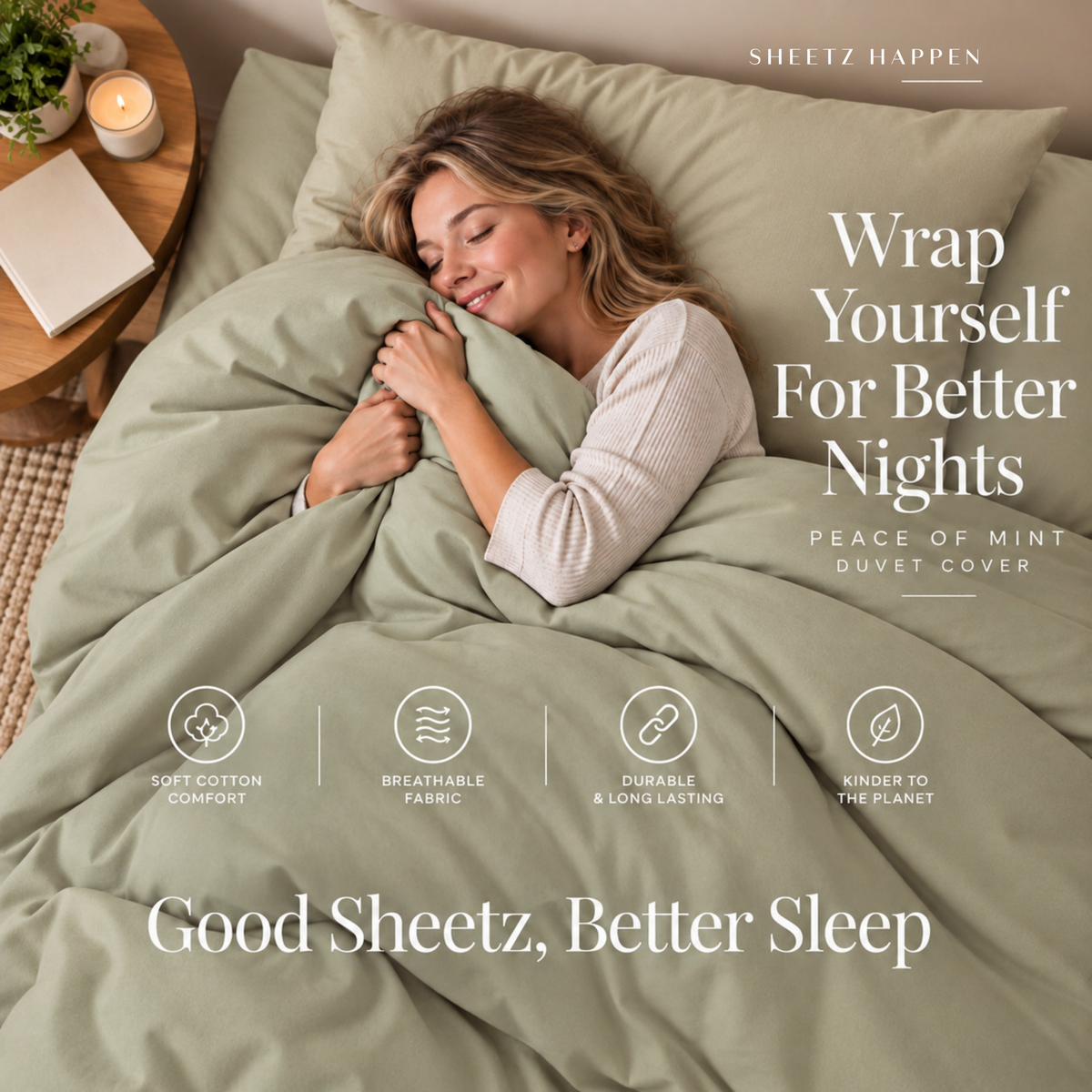 Duvet Cover - 400TC Cotton Sateen - Peace of mint